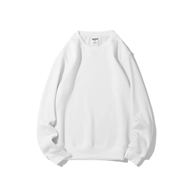 Polar Fleece Round Neck Sweater Fleece lined Light Board Candy Color Long sleeved Thickened Coat White - Shop at LoveMi