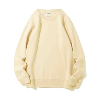 Polar Fleece Round Neck Sweater Fleece-lined Light Board Candy Color Long-sleeved Thickened Coat - Milky Apricot Color