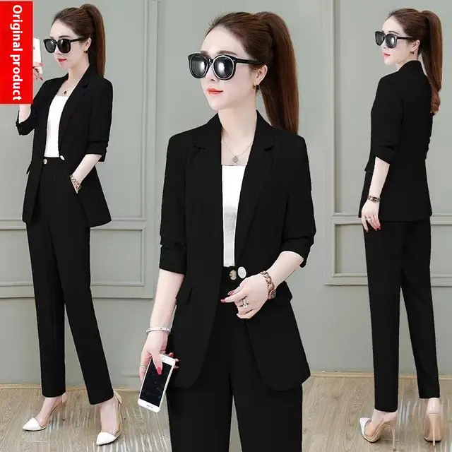 Business Wear Fashionable Temperament Slimming Casual Suit Black - Shop at LoveMi