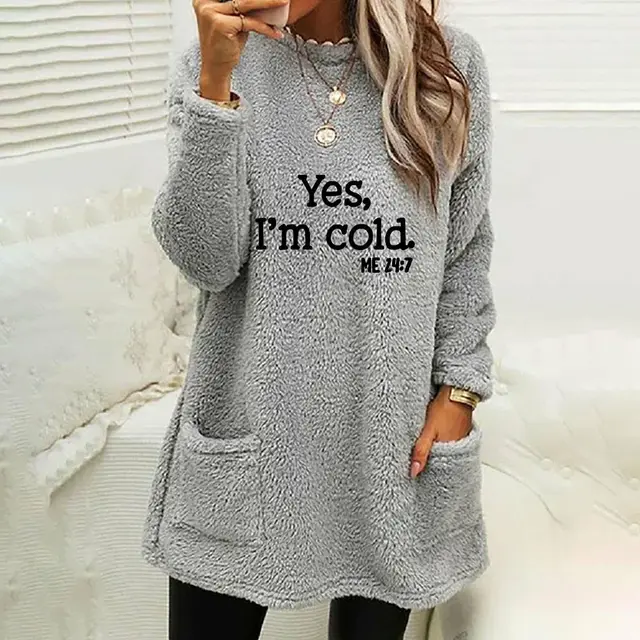 Autumn And Winter New Loose Long Sleeve Letter Printed Crew Neck Sweatshirt Gray - Shop at LoveMi