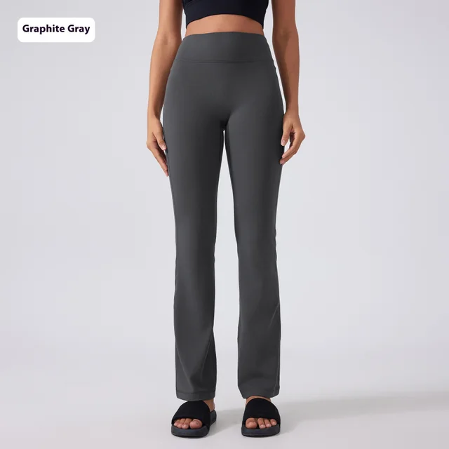 High Waist Hip Lift Yoga Pants Women's No Embarrassment Line Wide Leg Exercise Nude Feel Stretch Fitness Graphite Gray - Shop at LoveMi