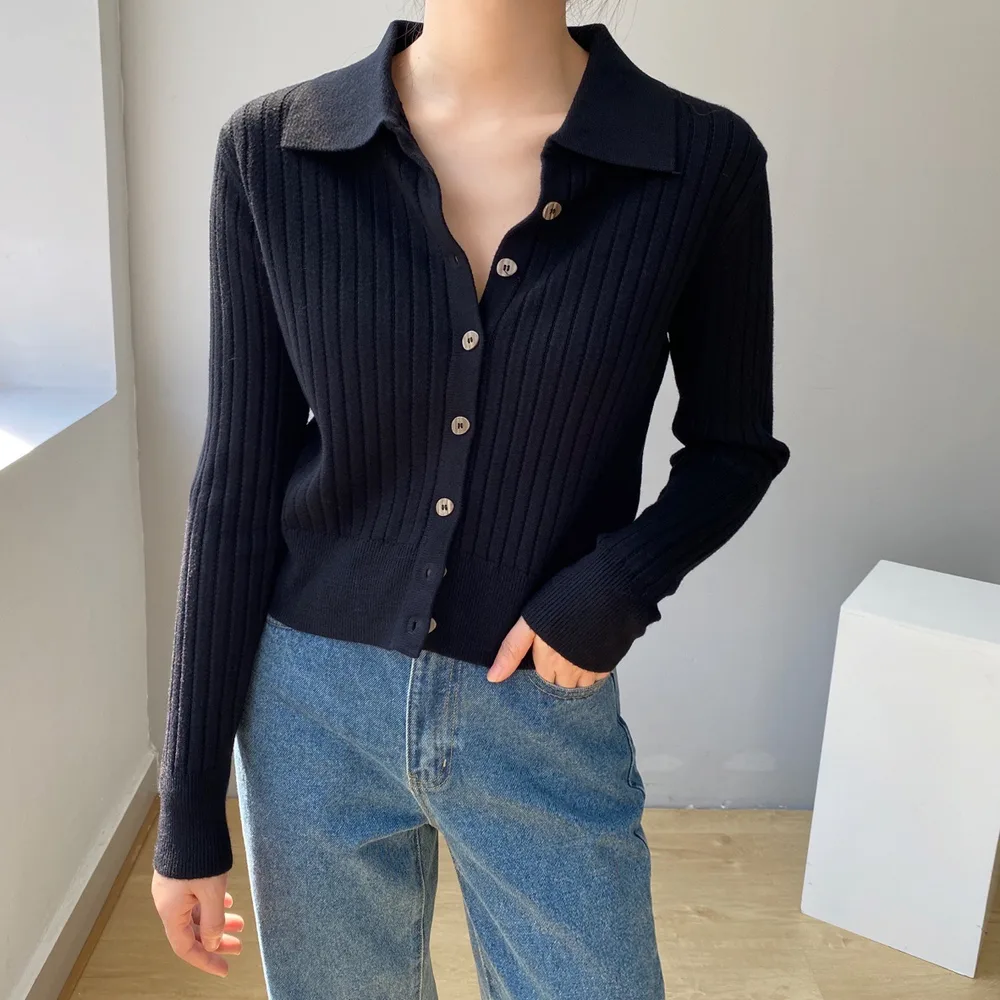 Long Sleeve New Cardigan Stitching Women Black - Shop at LoveMi