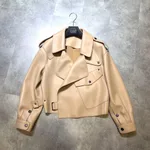 New Genuine Leather Clothes Women's Jacket Sheepskin Loose-fitting Short Coat - Milk Tea-M