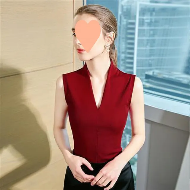 Inner Match Sleeveless T shirt Slim fitting Blouse Cherry Red - Shop at LoveMi