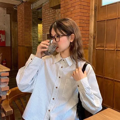 Striped French Long sleeved Shirt Women's Design Is Niche White - Shop at LoveMi