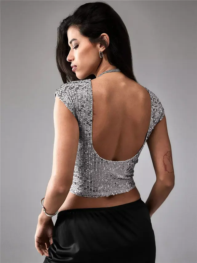 Women's Casual Short Top Silver Gray - Shop at LoveMi