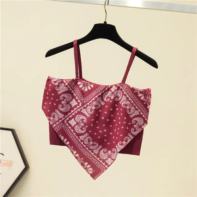 Paisley Camisole Design Sense Niche Outdoor Wear Red - Shop at LoveMi