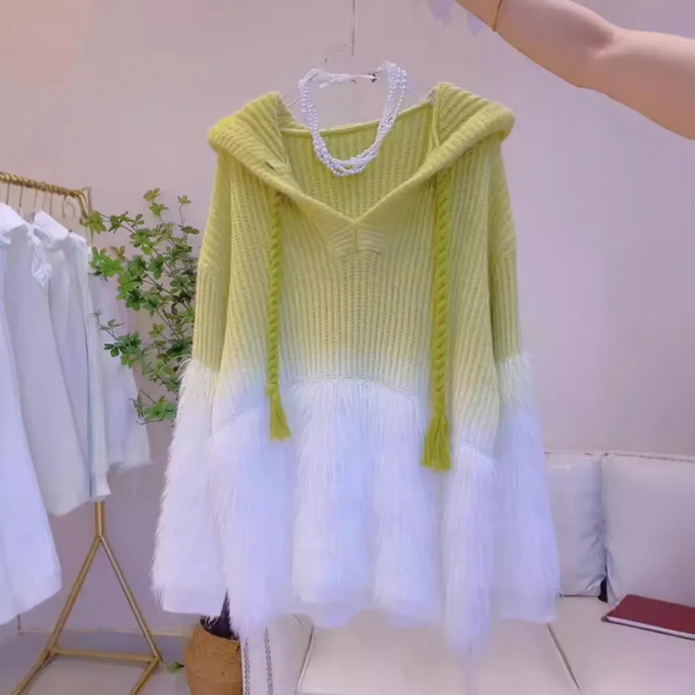 Gradient Color Soft Glutinous Lazy Sweater Women Light Green - Shop at LoveMi