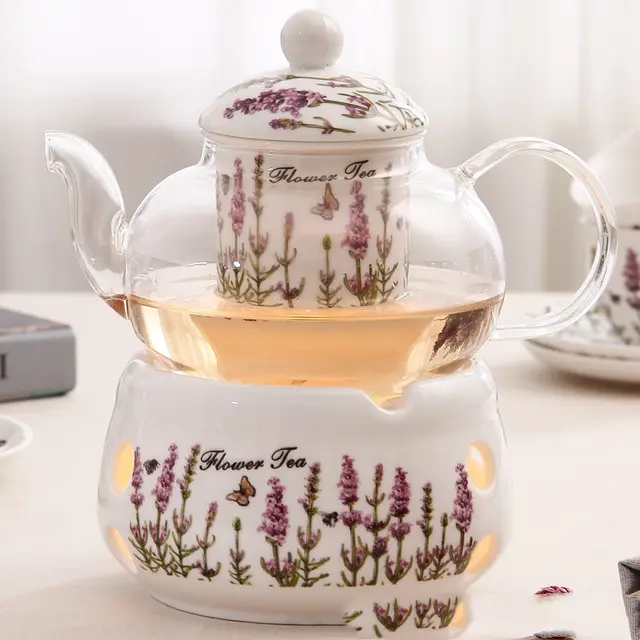 European Glass Fruit Tea Teapot British Candle Heating Waste Lavender - Shop at LoveMi