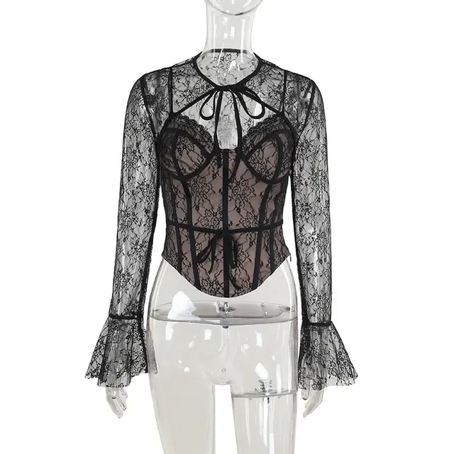 Women's Slim fit Lace Waist Top Black - Shop at LoveMi