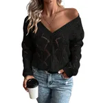 European And American Fashion Hollowed-out Knitted Pullover Top - Lc2725100 Black