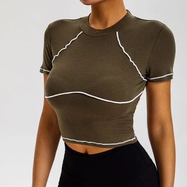 Women's Fashion Colorblock Vigorous Sports Top Smoke Cyan - Shop at LoveMi