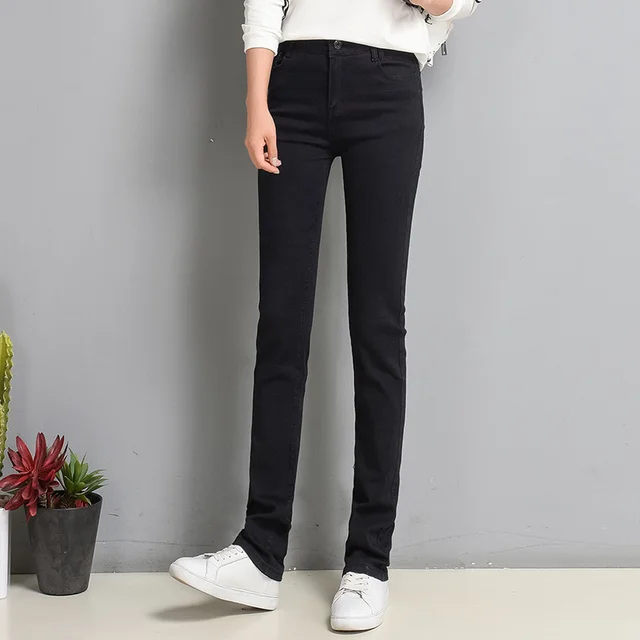 Women's Slim Fit Elastic Straight Jeans Black - Shop at LoveMi