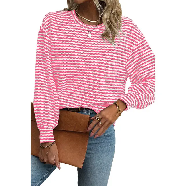 Casual Loose Knitted Pullover Sweater For Women Pink - Shop at LoveMi