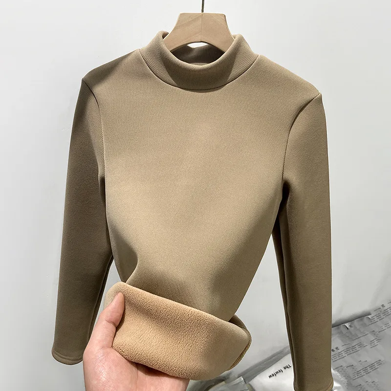 Fleece-lined Warm Autumn And Winter Women's Long Sleeve - Khaki - View 1