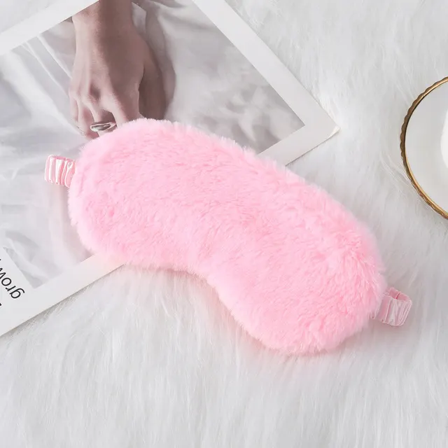 Rabbit Fur Eye Mask Autumn And Winter Comfortable Skin friendly Artificial Silk Eye Shield Blackout Sleep Pink - Shop at LoveMi