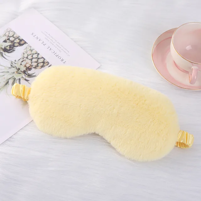 Rabbit Fur Eye Mask Autumn And Winter Comfortable Skin friendly Artificial Silk Eye Shield Blackout Sleep Yellow - Shop at LoveMi