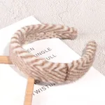 Leopard Print Fluffy Hair Band - Coffee Color With Stripes - View 1