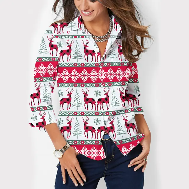 Women's Button Lapel Long Sleeve Shirt Ncsc0005 - Shop at LoveMi