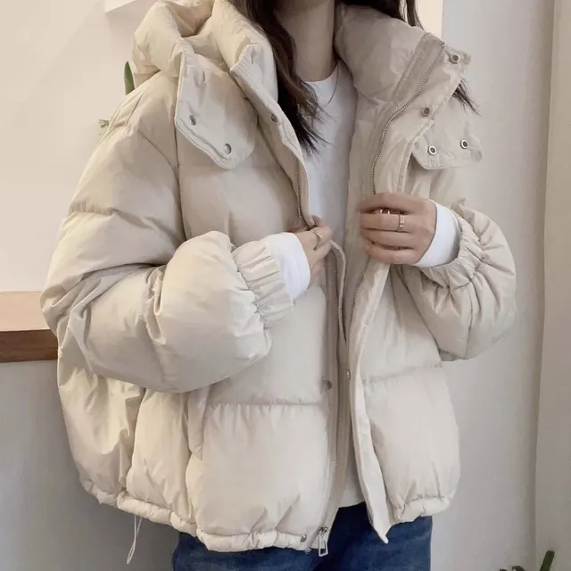 Women's Plus Size Split Warm Casual Jacket Creamy White - Shop at LoveMi