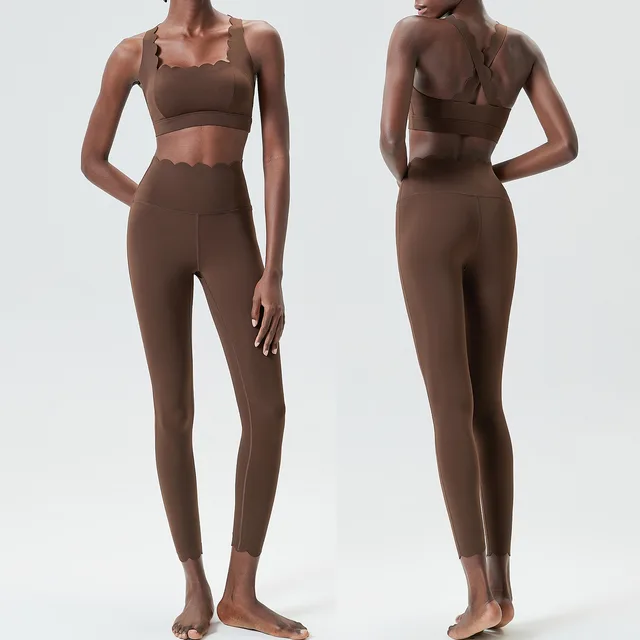 Liquid Glue Small Wave Yoga Clothes Suit Women Distilled Coffee - Shop at LoveMi