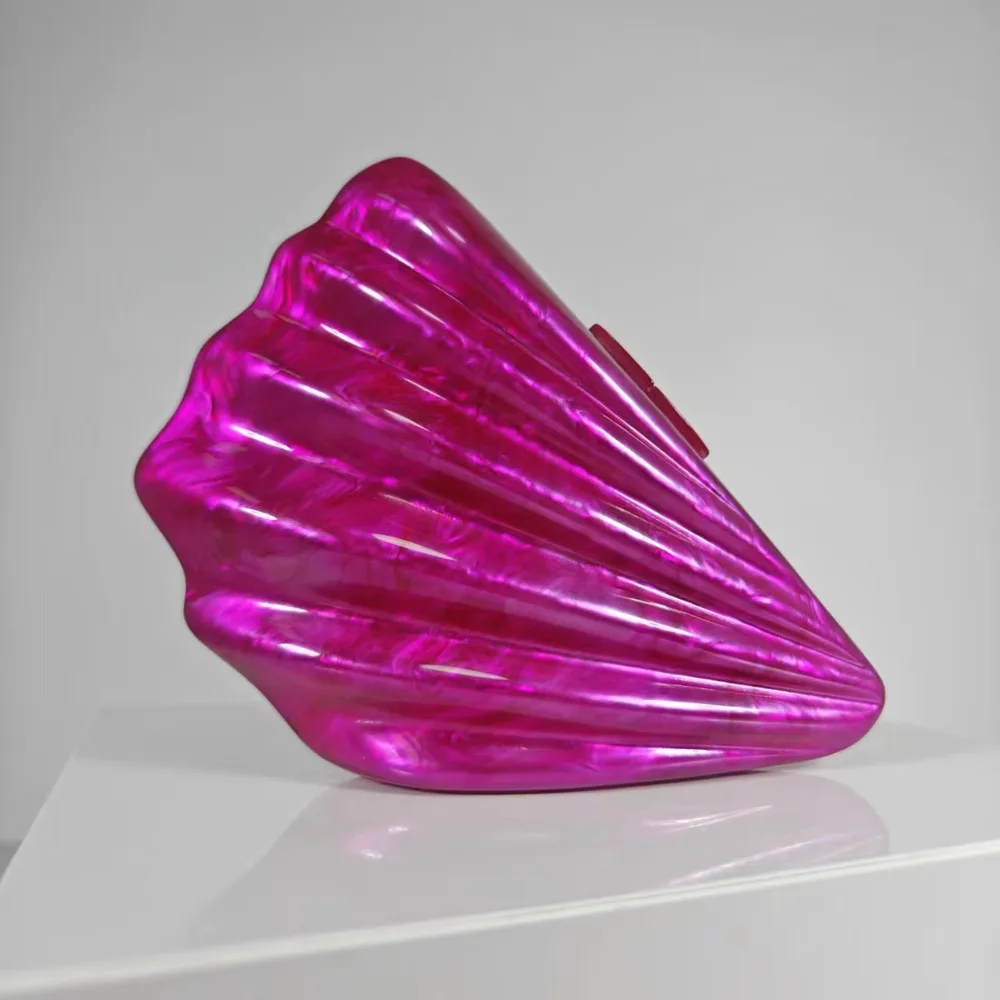 Women's One shoulder Crossbody Bag Fan shaped Shell Acrylic Bag Clutch Rose - Shop at LoveMi