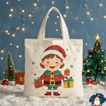 Santa Claus Gift Christmas Eve Portable Canvas Bag - Girl Christmas Canvas Bag