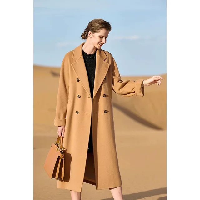 Extended Over the knee Double sided Woolen Coat Women's Coat Deep Golden Camel - Shop at LoveMi