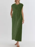Olive Green White Stripes