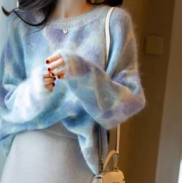 Fashion Personalized Ladies Loose Sweater Top Blue - Shop at LoveMi
