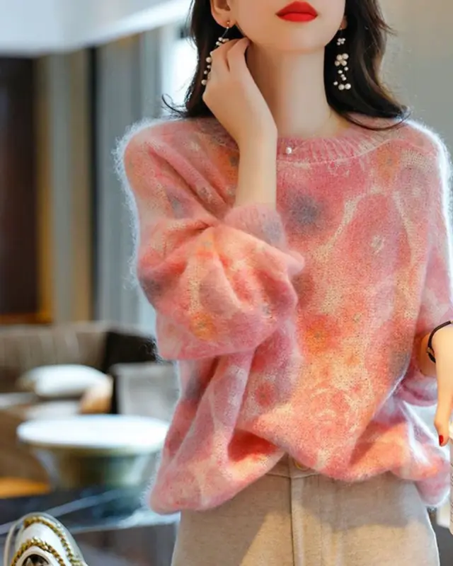 Fashion Personalized Ladies Loose Sweater Top Pink - Shop at LoveMi