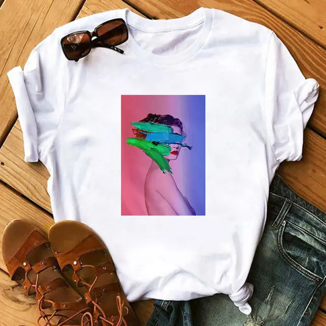 Nordic Retro Art T shirt Women's Fashion A White - Shop at LoveMi