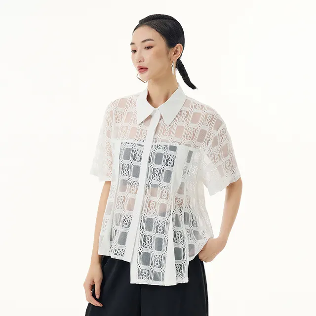 Women's Loose Fashion Versatile Lace Top White - Shop at LoveMi