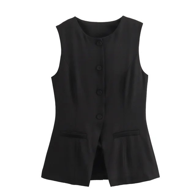 European And American V neck Single Breasted Slim Fit Vest Shorts Black Vest - Shop at LoveMi