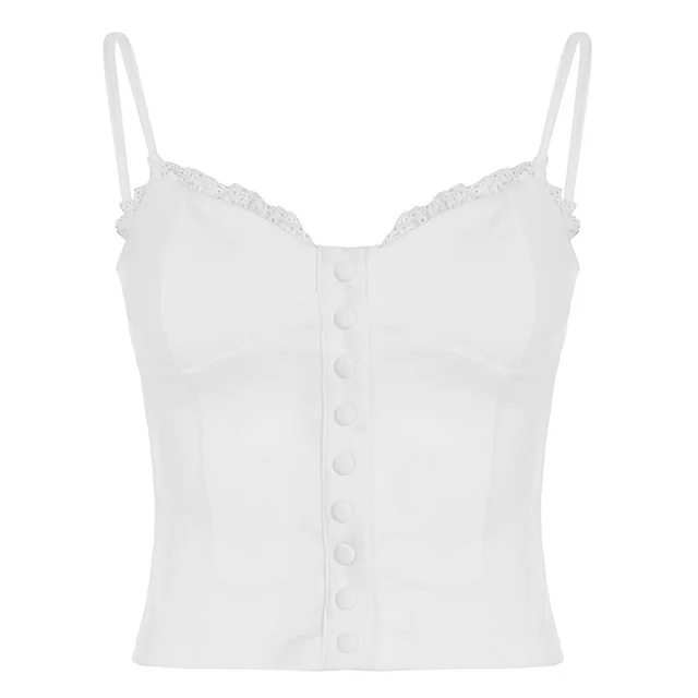 European And American Lace Waist Slimming White Top White - Shop at LoveMi