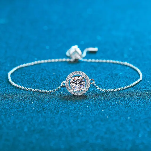 Moissanite 1 Karat Bracelet S925 Silver Bracelet Round Bag Star Moon Round Bag High Carbon Stone - Shop at LoveMi