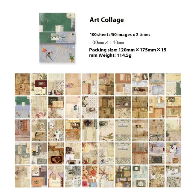 Material Paper Retro Artistic Background Notebook DIY Note Art Collage - Shop at LoveMi