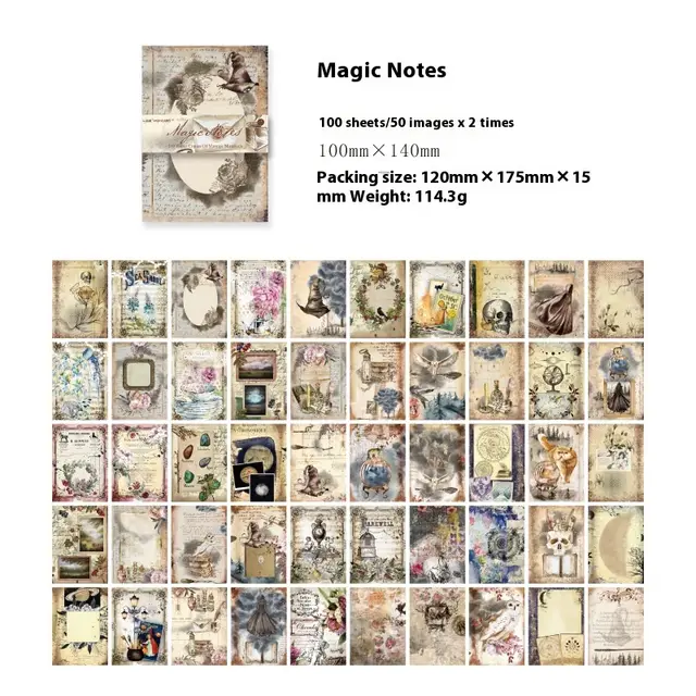 Material Paper Retro Artistic Background Notebook DIY Note Magic Notes - Shop at LoveMi