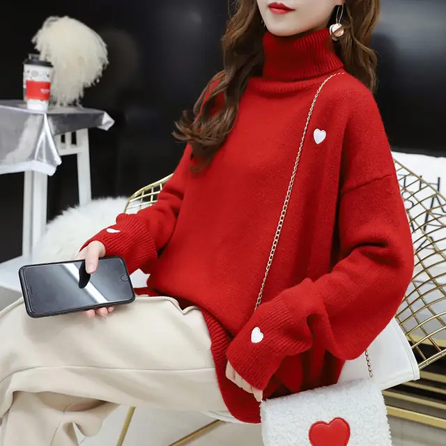 Love All matching Embroidered Sweater Top For Women Red - Shop at LoveMi