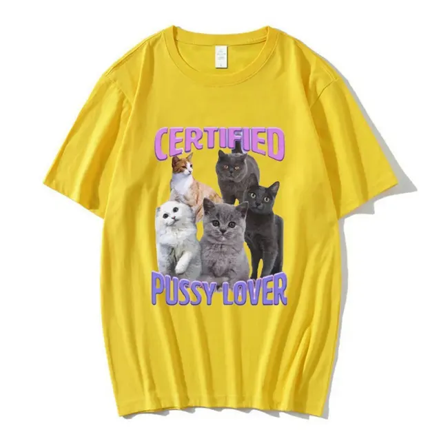 Certified Pussy Lover Cat Meme Shirt Yellow - Shop at LoveMi