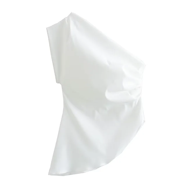 Sexy Off the shoulder Pleated Asymmetric Top White - Shop at LoveMi