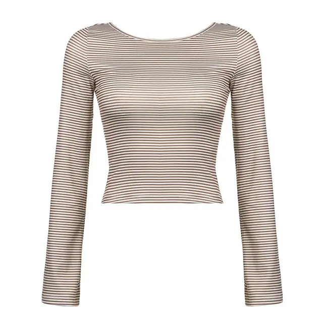 New Slim fit Slim Backless Long sleeved Top Brown - Shop at LoveMi