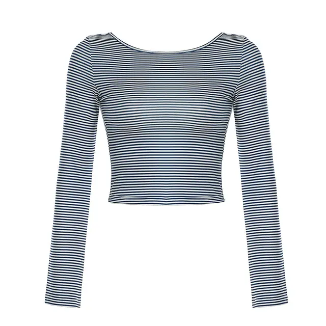 New Slim fit Slim Backless Long sleeved Top Dark Blue - Shop at LoveMi