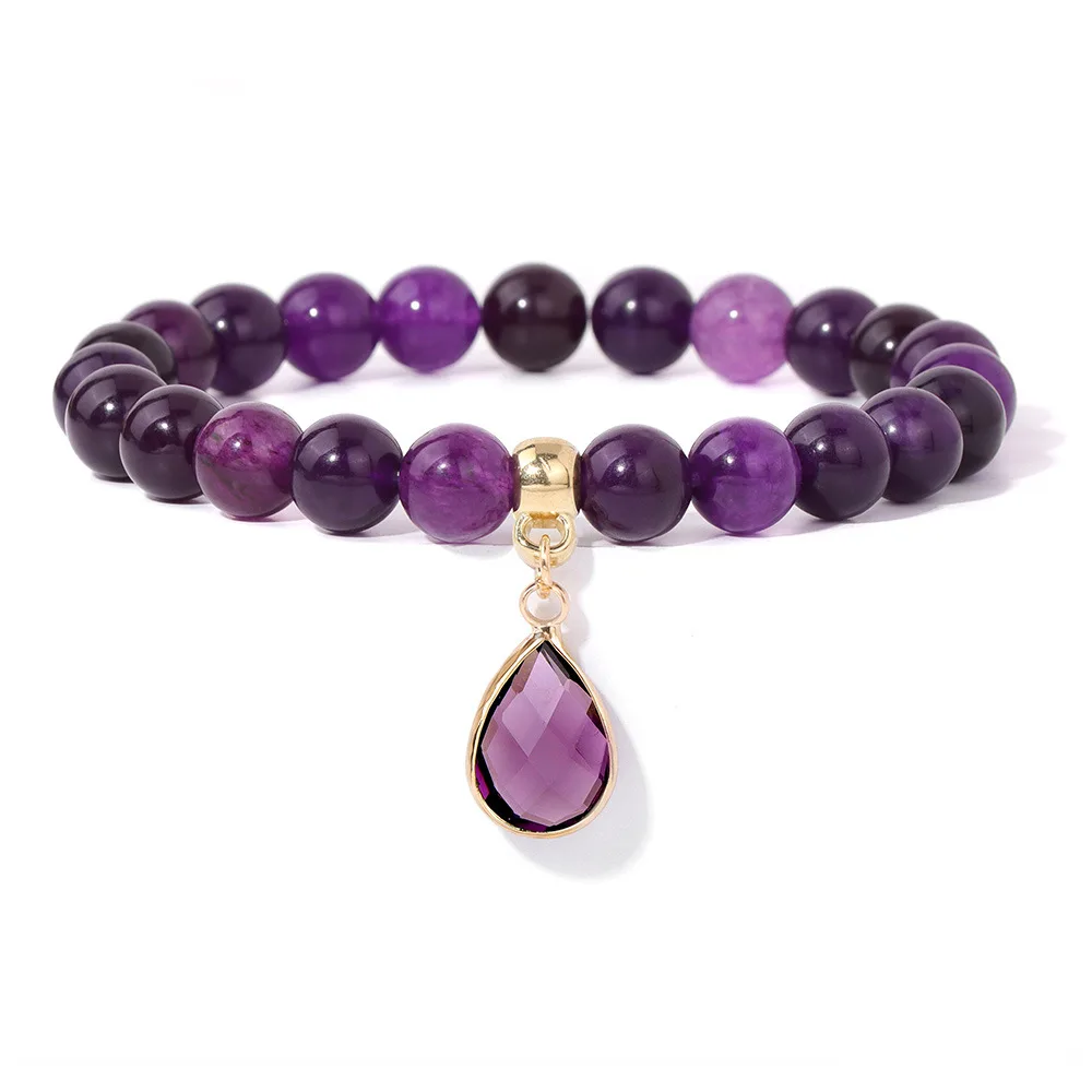 Bead Cut Water Drop Bracelet For Women - Amethyst