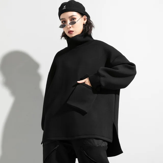 Autumn And Winter Women's Thickened Thermal Turtleneck Long sleeved Top Black - Shop at LoveMi