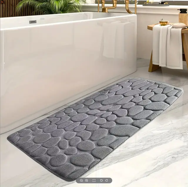 Small Stone Block Embossed Floor Mat Coral Fleece Non slip Kitchen Mat Mat Dark Gray - Shop at LoveMi