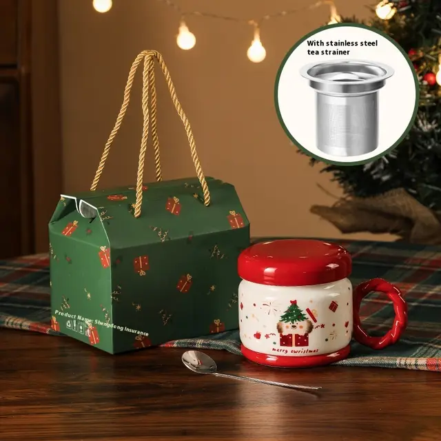 Christmas Ceramic Cup Gift Suit Wangwang Cup With Cover - Shop at LoveMi