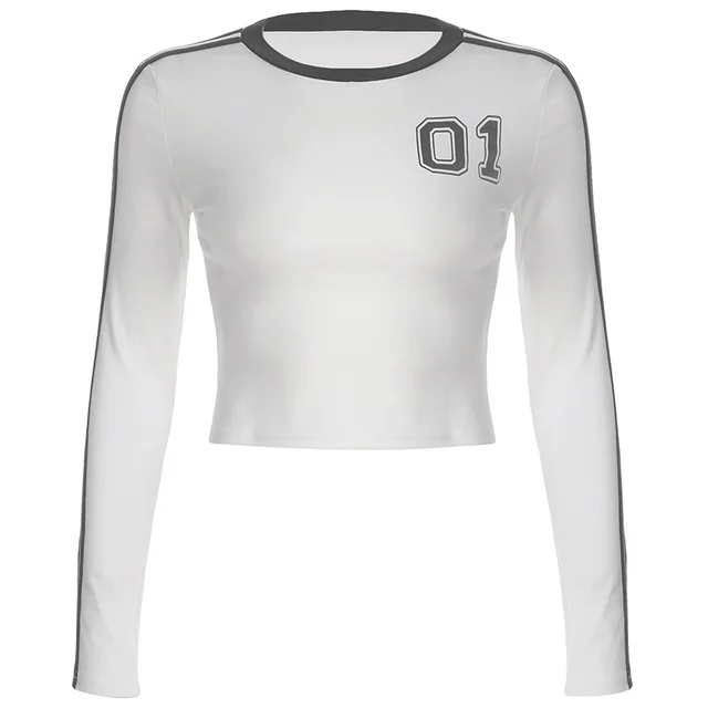 American Side Striped Short Long Sleeve Top White - Shop at LoveMi