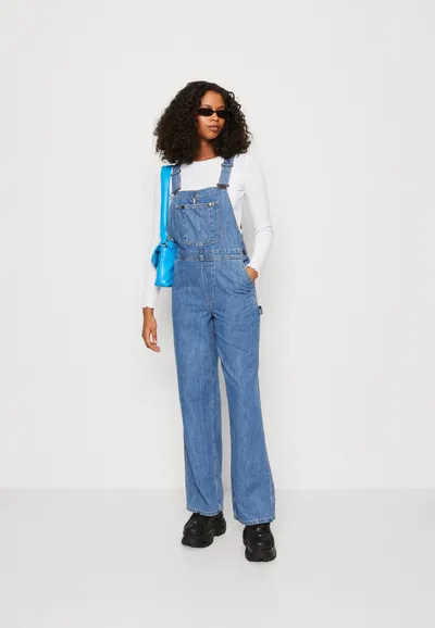 Fashion Loose And Slimming Women's Denim Suspender Trousers Light Blue - Shop at LoveMi