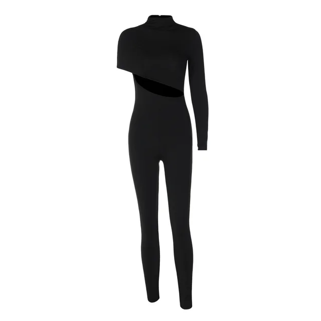New Personality High Elastic Shoulder Long Sleeve Jumpsuit Black - Shop at LoveMi